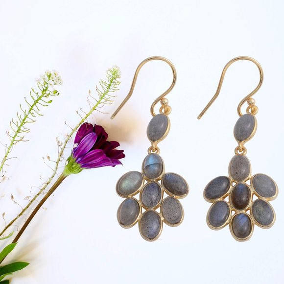 Labradorite Dangle Earrings - Picture 2 of 2